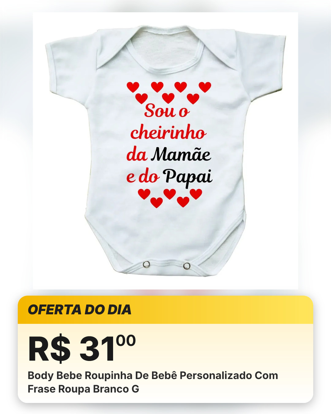 Body Bebe Roupinha De Bebê Personalizado Com Frase Roupa Branco G