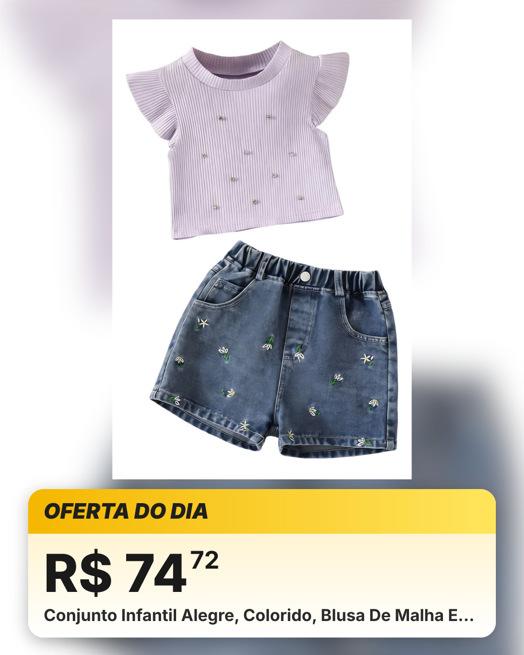 Conjunto Infantil Alegre, Colorido, Blusa De Malha E…