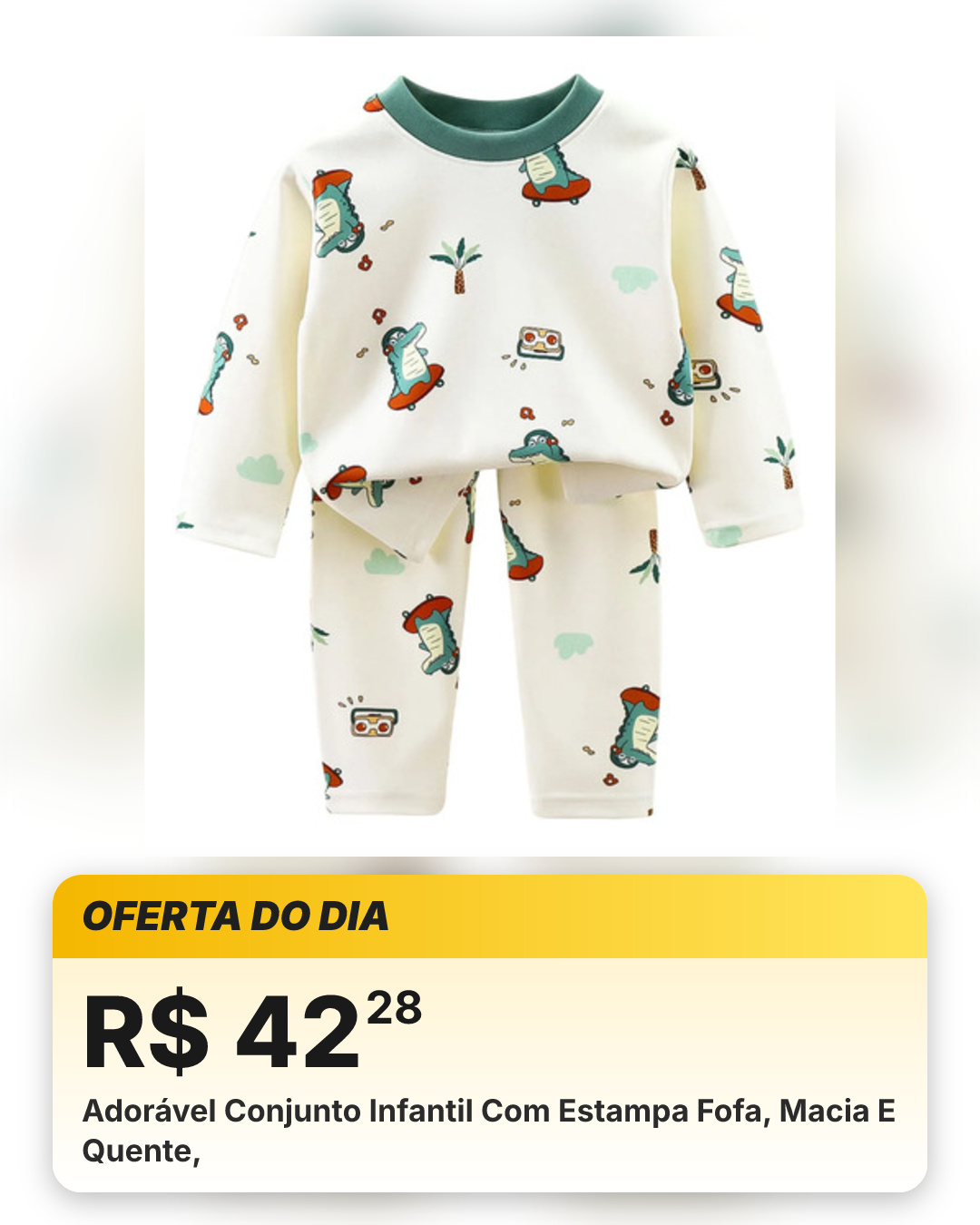 Adorável Conjunto Infantil Com Estampa Fofa, Macia E Quente,