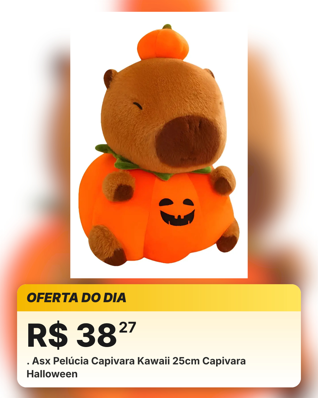 . Asx Pelúcia Capivara Kawaii 25cm Capivara Halloween