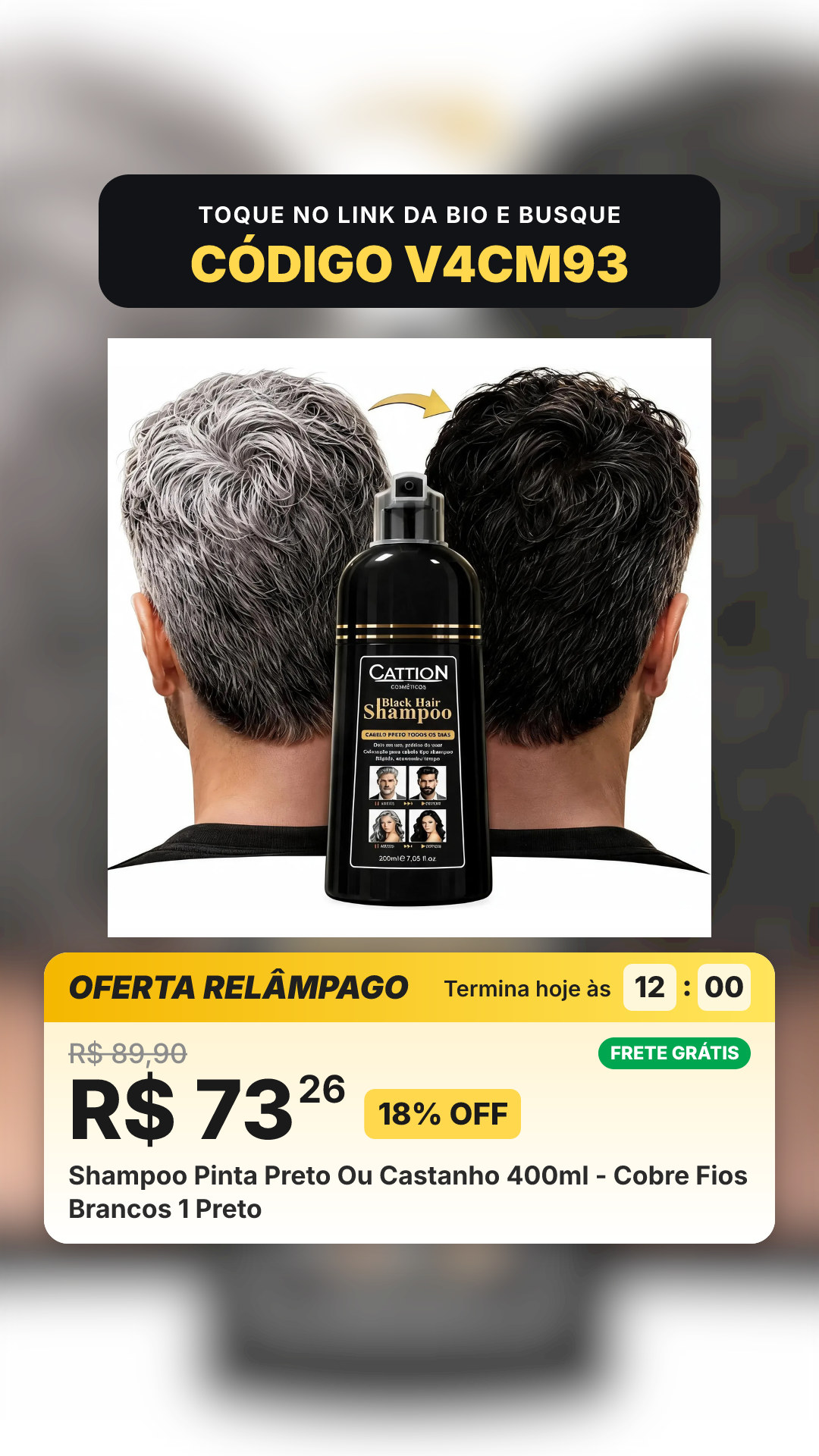 Shampoo Pinta Preto Ou Castanho 400ml - Cobre Fios Brancos 1 Preto