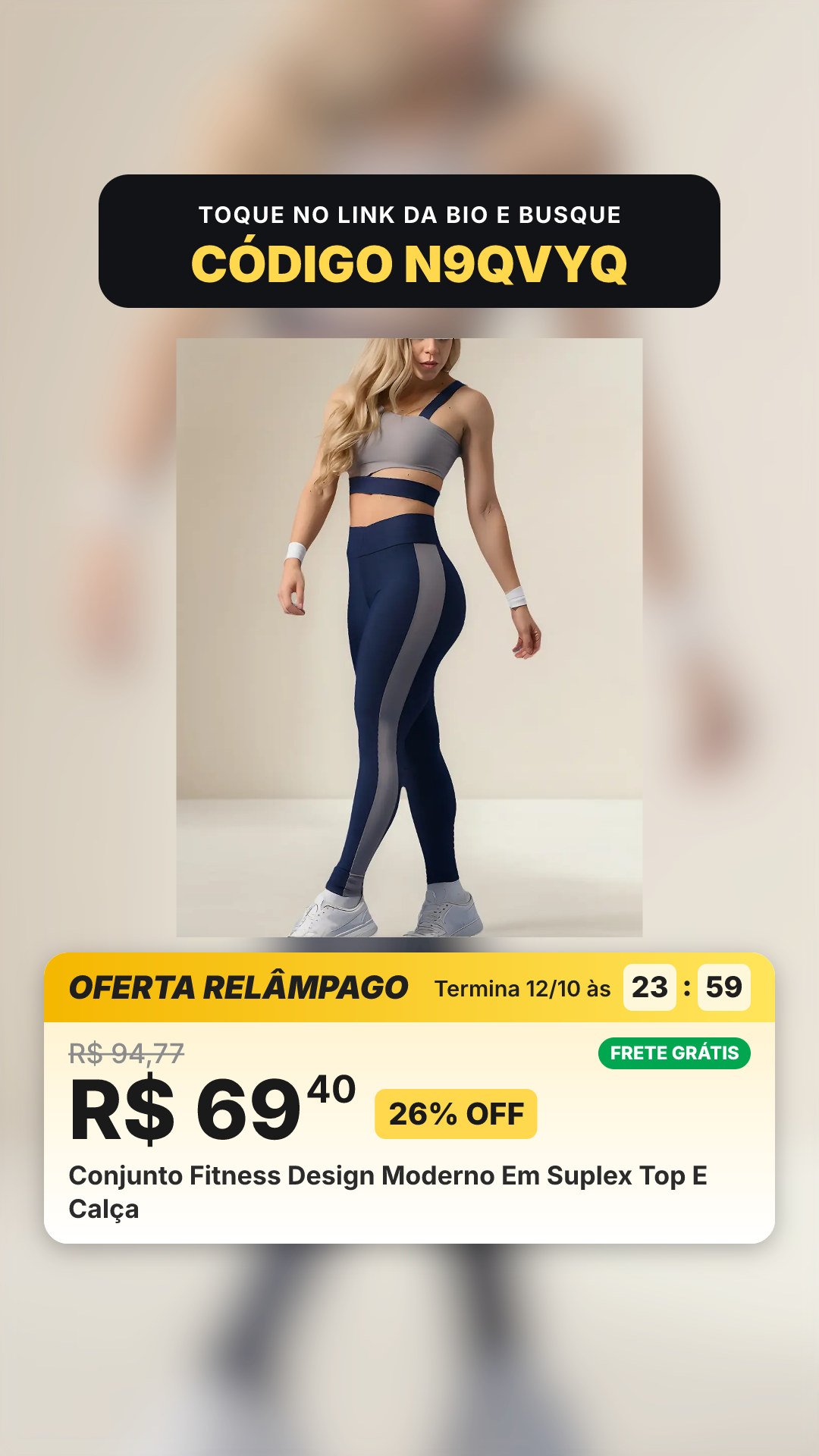 Conjunto Fitness Design Moderno Em Suplex Top E Calça