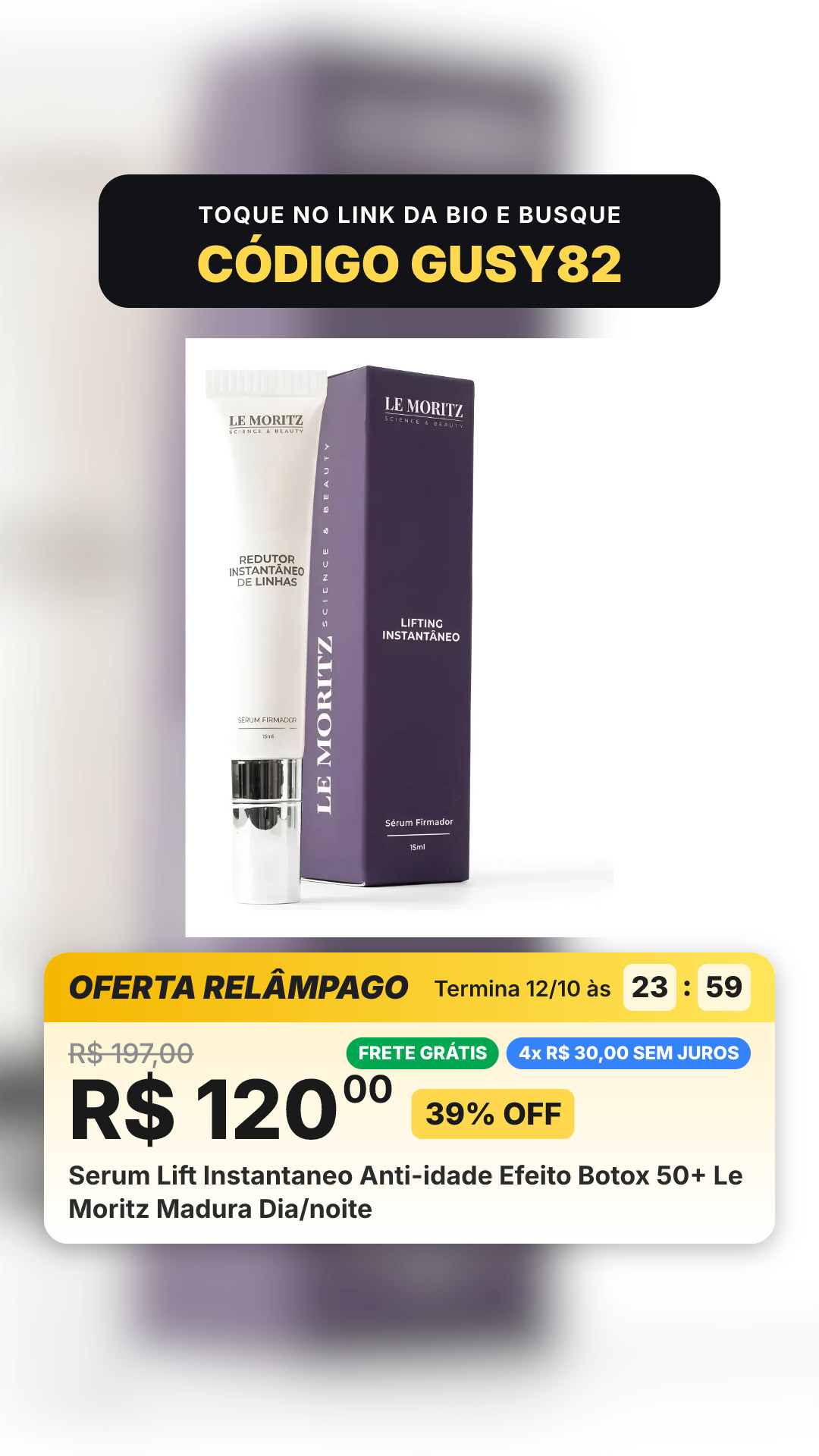 Serum Lift Instantaneo Anti-idade Efeito Botox 50+ Le Moritz Madura Dia/noite