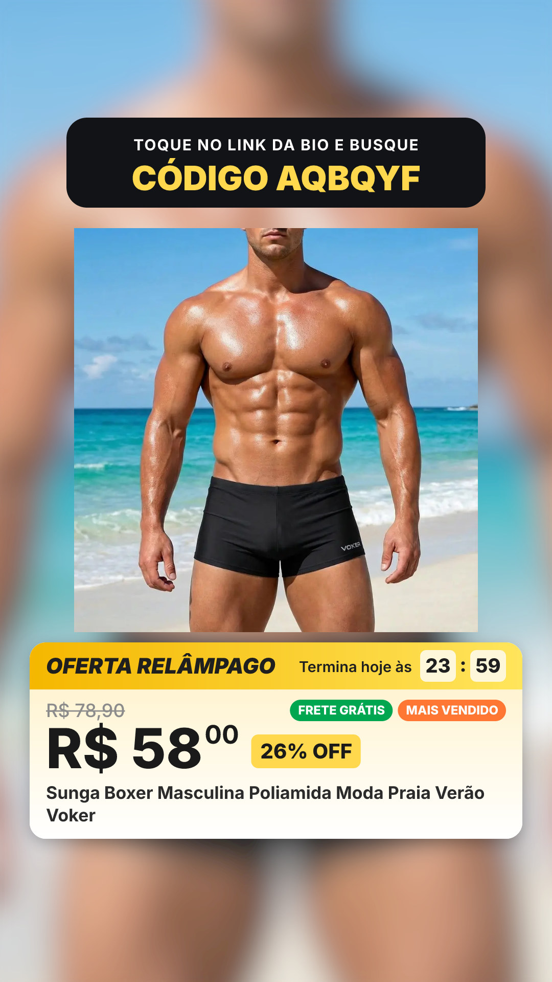 Sunga Boxer Masculina Poliamida Moda Praia Verão Voker
