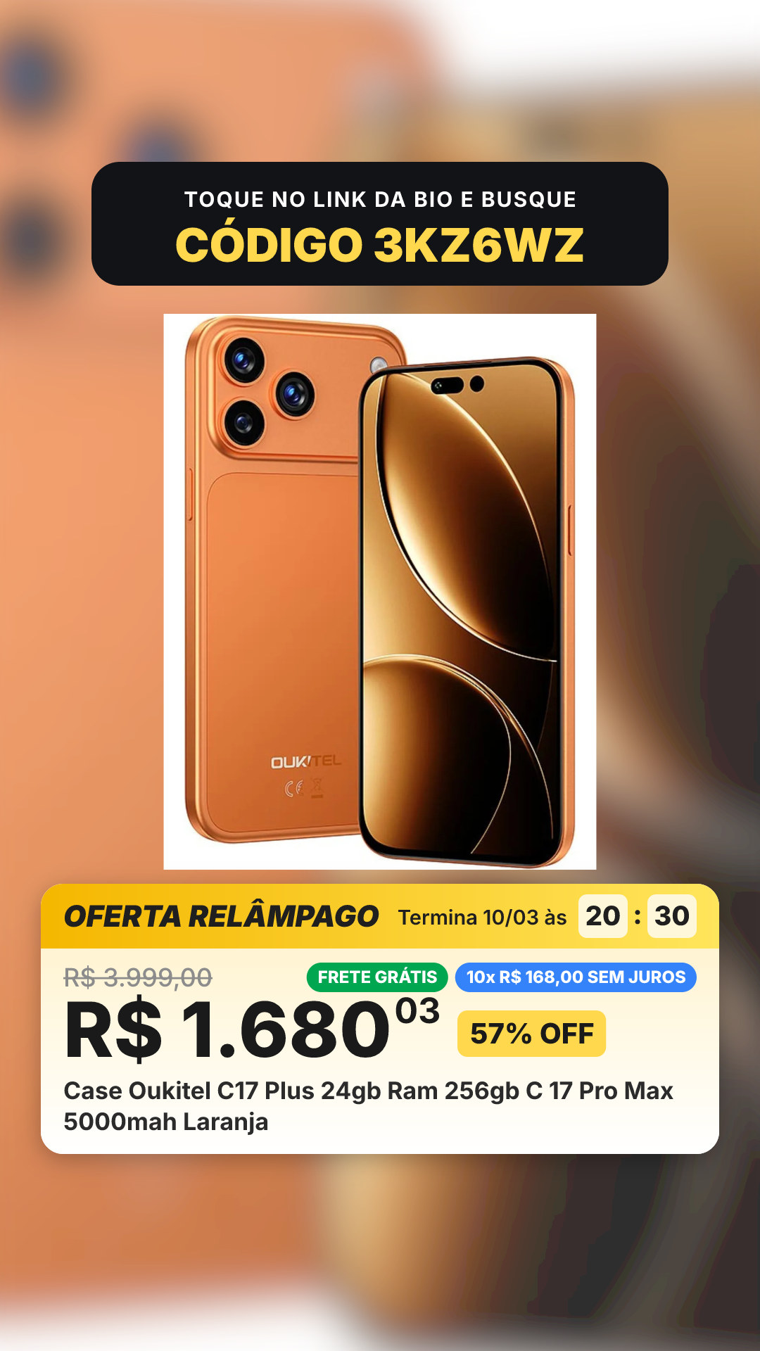 Case Oukitel C17 Plus 24gb Ram 256gb C 17 Pro Max 5000mah Laranja