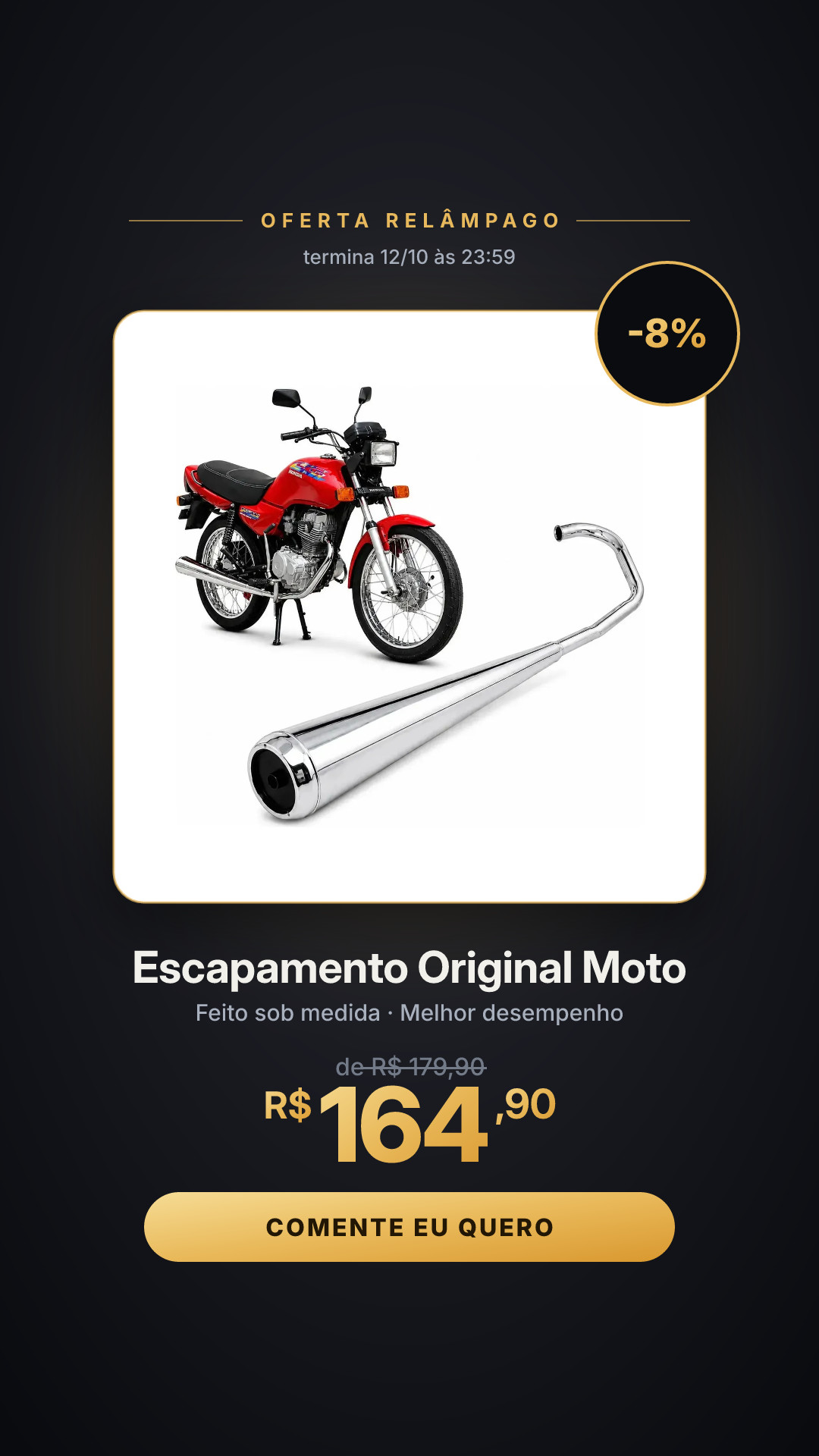 Escapamento Modelo Original Moto Cg Titan 125 95 96 97 98…