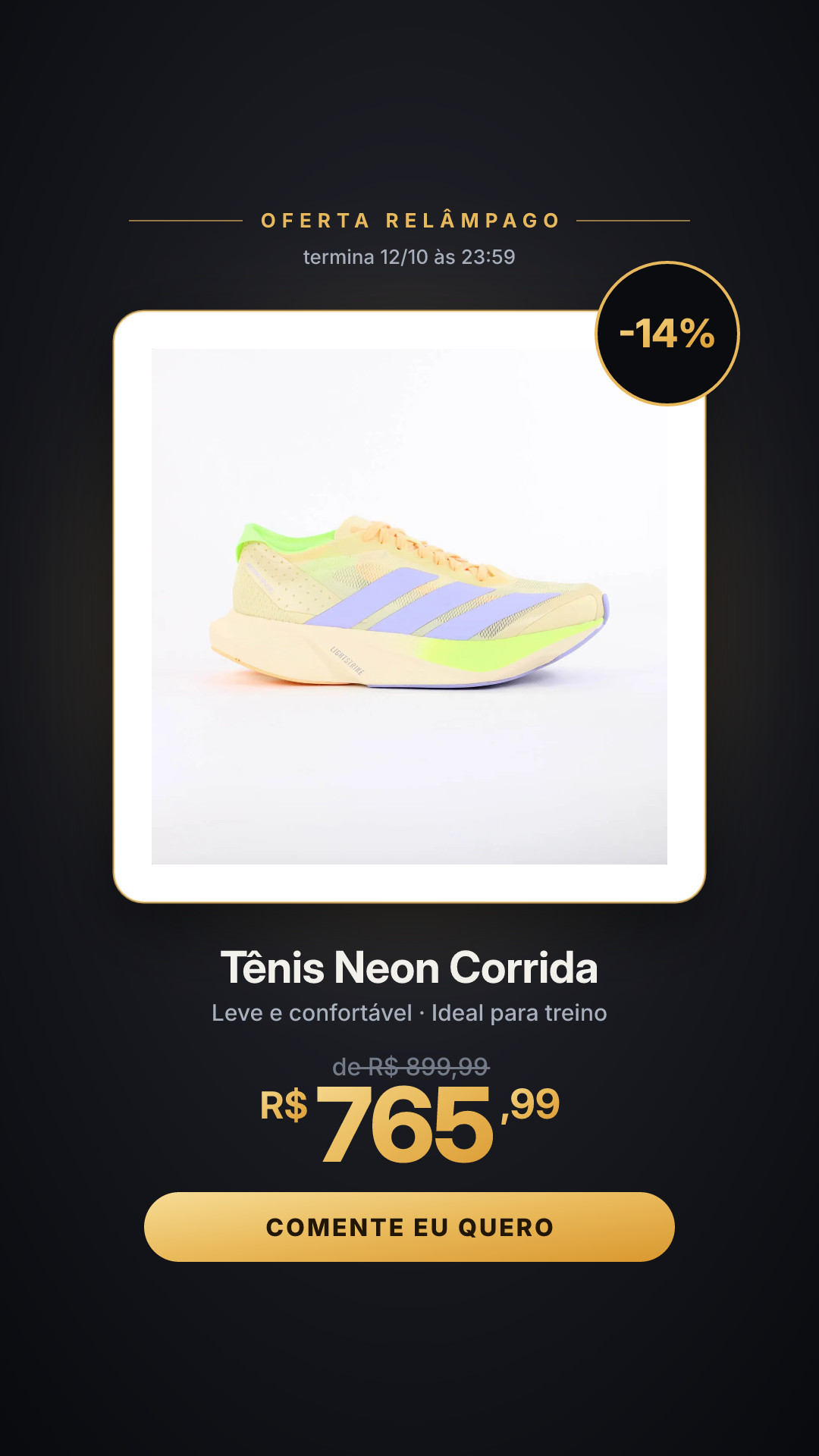 Tênis adidas Adizero Drive Rc Neon Corrida Treino Amarelo Amarelo 39 Br