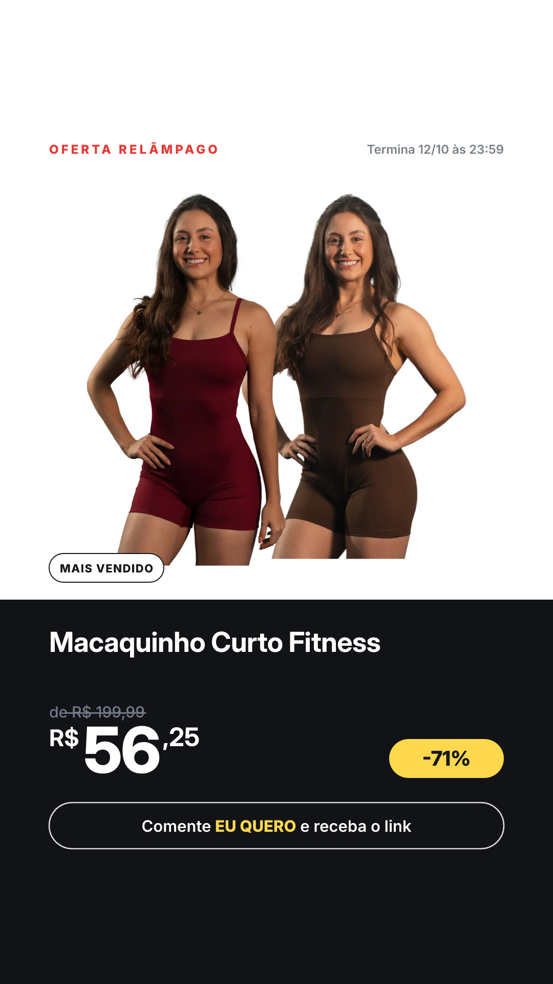 Kit 2 Macaquinho Curto Fitness Poli Academia