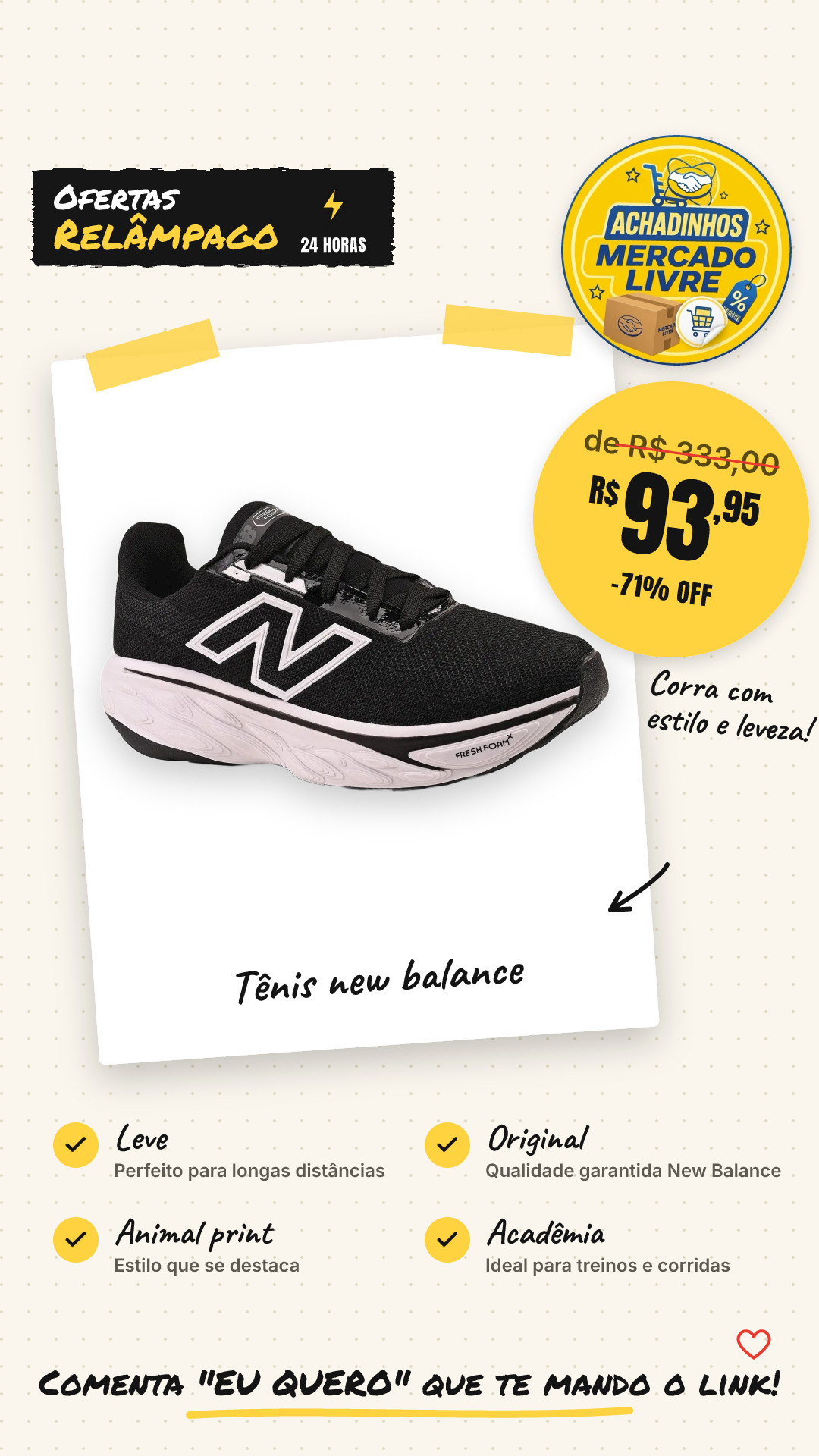Tênis New Balance 1080v14 Academia Corrida Leve Original Ful Preto/branco Animal Print 35 Br
